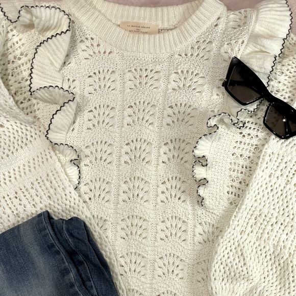 Sézane Jodie Ruffle Jumper, Size M - Picture 3 of 7